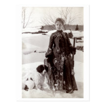 1890 Woman and her Brittany Hunting Dog Postcards