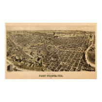 1891 Map of Fort Worth, Texas Birds Eye View posters
