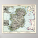 1891 Map of Ireland Poster