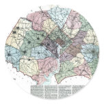 1891 Map of Washington City &amp; Surrounding Country Round Stickers