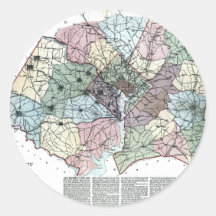 1891 Map of Washington City & Surrounding Country Round Stickers