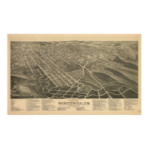 1891 Winston Salem NC Birds Eye View Panoramic Map posters by PaperTimeMachine 1891 Winston Salem NC Birds Eye View Panoramic Map posters