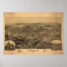 1892 Dunmore, PA Birds Eye View Panoramic Map Posters