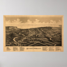 1892 Silver Creek, NY Birds Eye View Panoramic Map Print