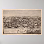 1894 Terryville, CT Birds Eye View Panoramic Map Posters