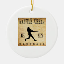 1895 Battle Creek Michigan Baseball Christmas Ornament