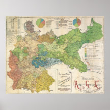 1895 German Map - Germany Print