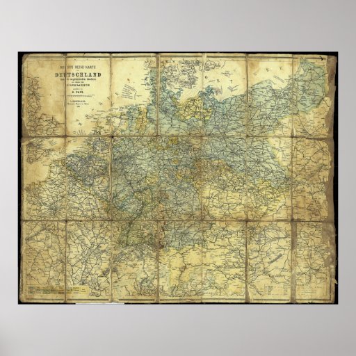 1896 German Travelers' Map Print