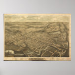 1896 St. Thomas, Ontario Bird's Eye Panoramic Map Poster