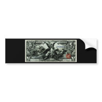 1896 US Five Dollar silver Certificate Bumper Stickers