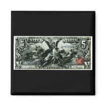1896 US Five Dollar silver Certificate Refrigerator Magnets