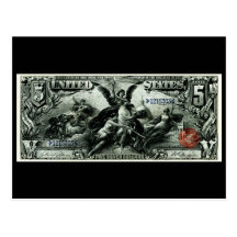 1896 US Five Dollar silver Certificate Postcards