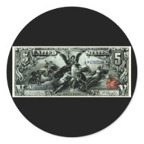 1896 US Five Dollar silver Certificate Sticker