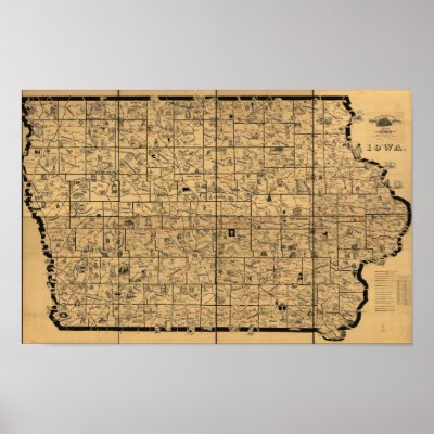 1897 Antique Map of Iowa Rail 1897 Antique Map of Iowa Rail