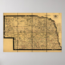1897 Antique Railroad Map of Nebraska Posters