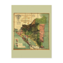 1898 Official Map of Nicaragua Postcard