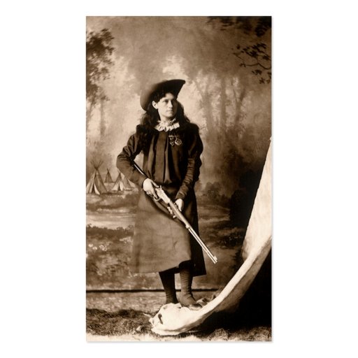 1898 Photo of Miss Annie Oakley Holding a Rifle Business Card Templates (back side)