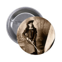 1898 Photo of Miss Annie Oakley Holding a Rifle Pinback Button