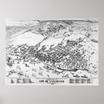 1898 Vancouver, B.C. Bird's Eye View Panoramic Map Posters