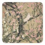 18.桃花小禽図, 若冲 Peach Blossoms &amp; Small Birds, Jakuchū Square Sticker