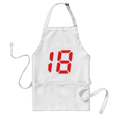 18 eighteen red alarm clock digital number apron by Tomaniac