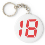 18 eighteen red alarm clock digital number key chains