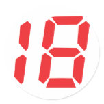18 eighteen red alarm clock digital number round stickers