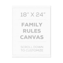 18" x 24" Family Rules Canvas Gallery Wrapped Canvas