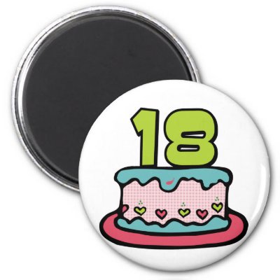 18 Year Old Birthday Cake magnets