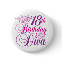 18th Birthday Diva buttons