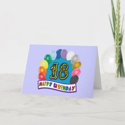 18th Birthday Gifts with Assorted Balloons Design Card 