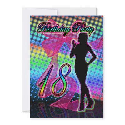 18th Birthday Party Invitation, Neon With Female S (10-pack)