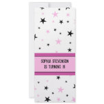 18th Birthday Party Invitation Pink Black Stars
