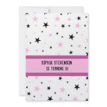 18th Birthday Party Invitation Pink Black Stars