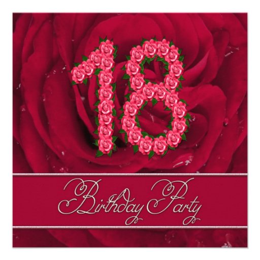 18th birthday party invitation with roses