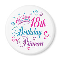 18th Birthday Princess Refrigerator Magnets
