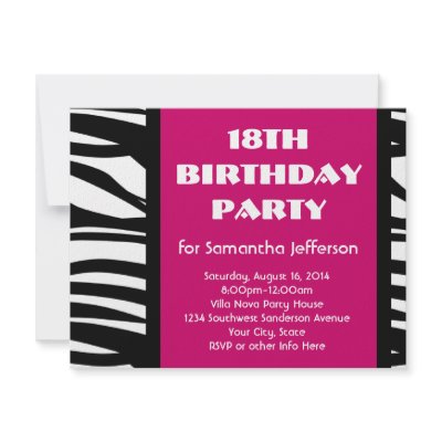 18th Hot Pink Zebra Invitations by CustomInvites