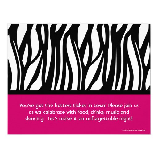 18th Hot Pink Zebra Invitations
