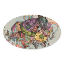 1900 World View Map Oval Sticker