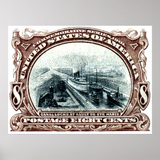 1901 Canal Locks Michigan Print