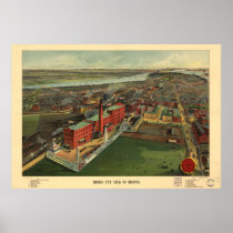 1902 Boston, MA Birds Eye View Panoramic Map Print