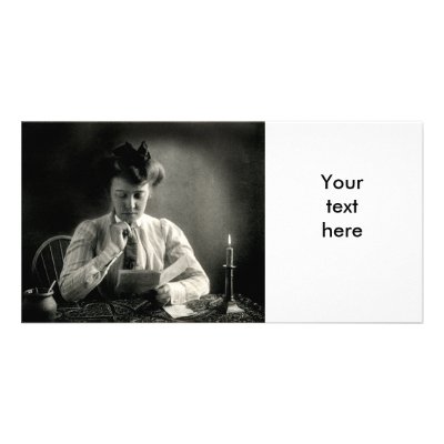 1902 Reading by Candlelight Customized Photo Card by historicimage