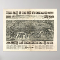 1904 Hoboken, NJ Birds Eye View Panoramic Map Print