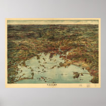 1905 Boston, MA Birds Eye View Panoramic Map Poster