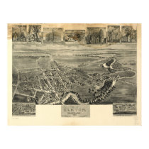 1907 Elkton, MD Birds Eye View Panoramic Map posters