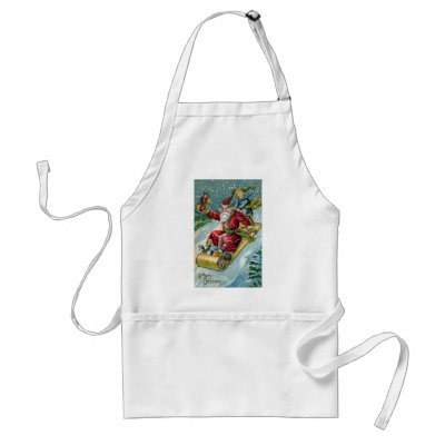 1907 Santa Claus on Toboggan Apron by pinkalmond