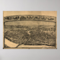 1908 Enfield CT Birds Eye View Panoramic Map Poster