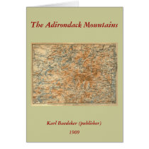 1909 Adirondacks Map from Baedeker's Travel Guide cards