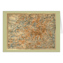 1909 Adirondacks Map from Baedeker's Travel Guide cards
