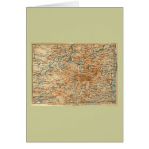 1909 Adirondacks Map from Baedeker's Travel Guide Greeting Cards